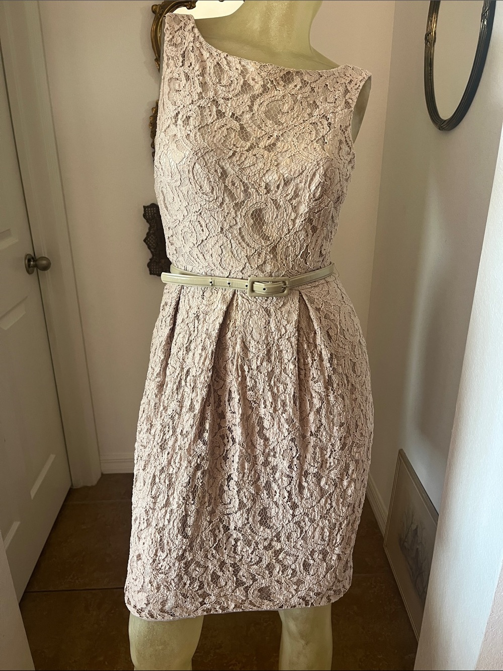 Eliza J  Lace Midi Dress with Belt